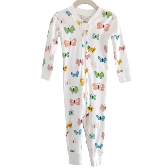 Hanna Andersson Toddler 2T Long Sleeve Sleeper Butterfly Zip Up Organic Cotton - Picture 1 of 5